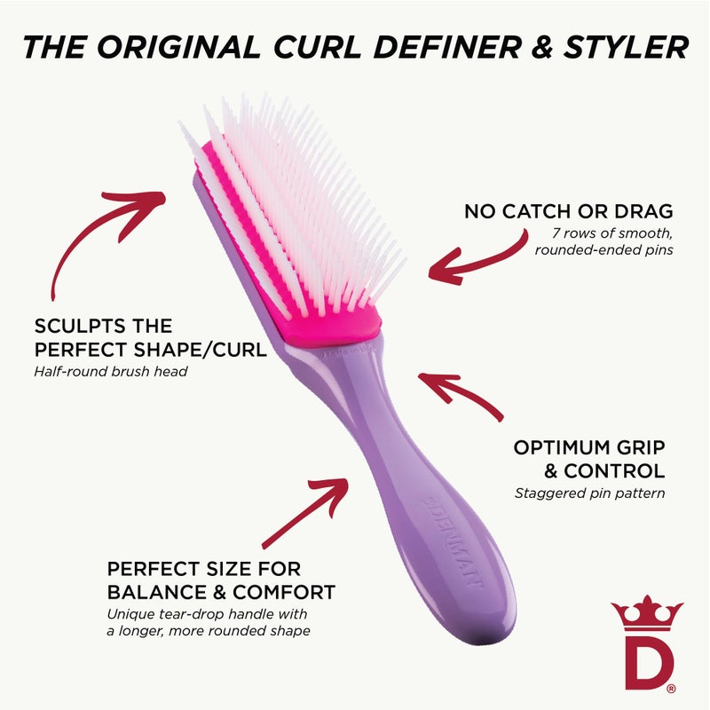 Denman Curly Hair Brush D3 (African Violet) 7 Row Styling Brush for Detangling, Separating, Shaping and Defining Curls - For Women and Men - Image 4