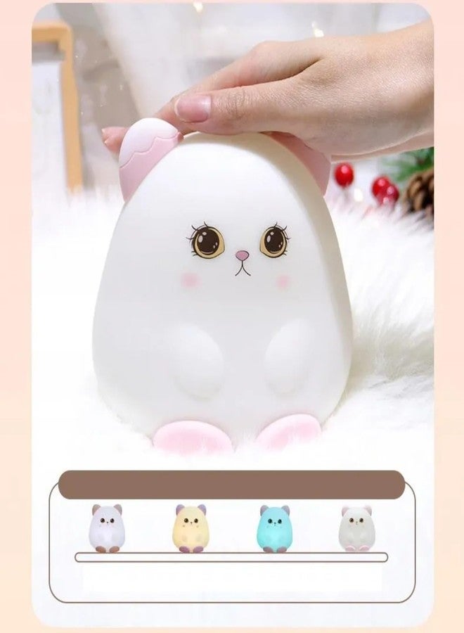 Zilloquil Silicone Cute Cream Cat Pat Nursery Light for Kids, Baby, Beside Light, Bedroom Decor, Breastfeeding, Birthday Gift Item, 7 Color Tap Control, Portable & Rechargeable (Cream Cat Lamp) - Image 5