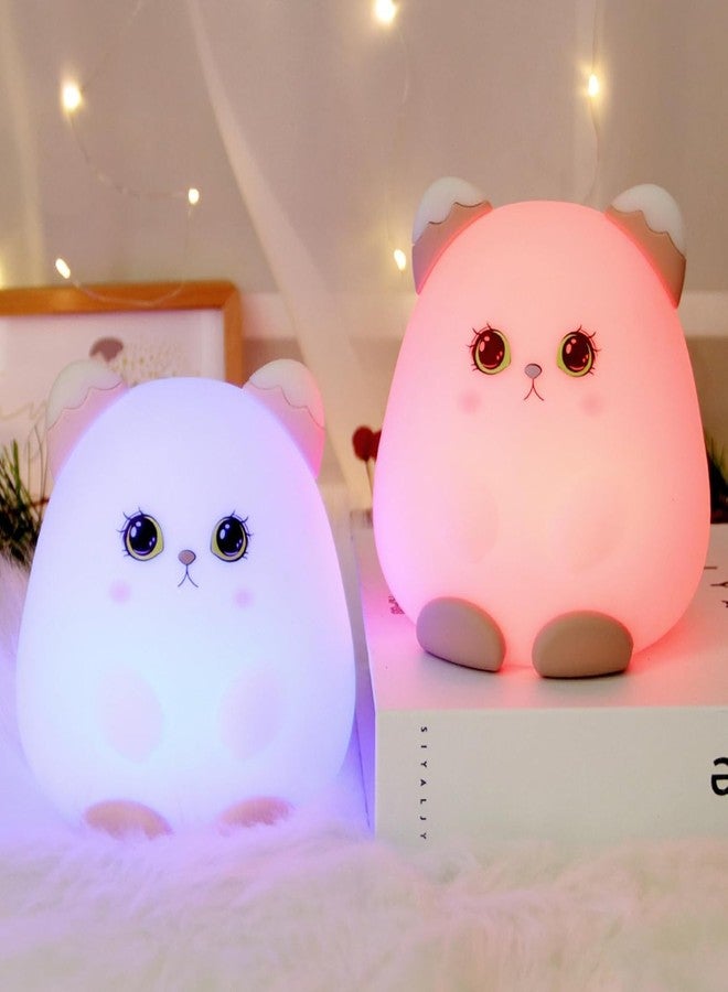 Zilloquil Silicone Cute Cream Cat Pat Nursery Light for Kids, Baby, Beside Light, Bedroom Decor, Breastfeeding, Birthday Gift Item, 7 Color Tap Control, Portable & Rechargeable (Cream Cat Lamp) - Image 4