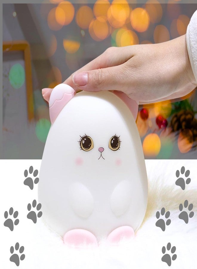 Zilloquil Silicone Cute Cream Cat Pat Nursery Light for Kids, Baby, Beside Light, Bedroom Decor, Breastfeeding, Birthday Gift Item, 7 Color Tap Control, Portable & Rechargeable (Cream Cat Lamp) - Image 2