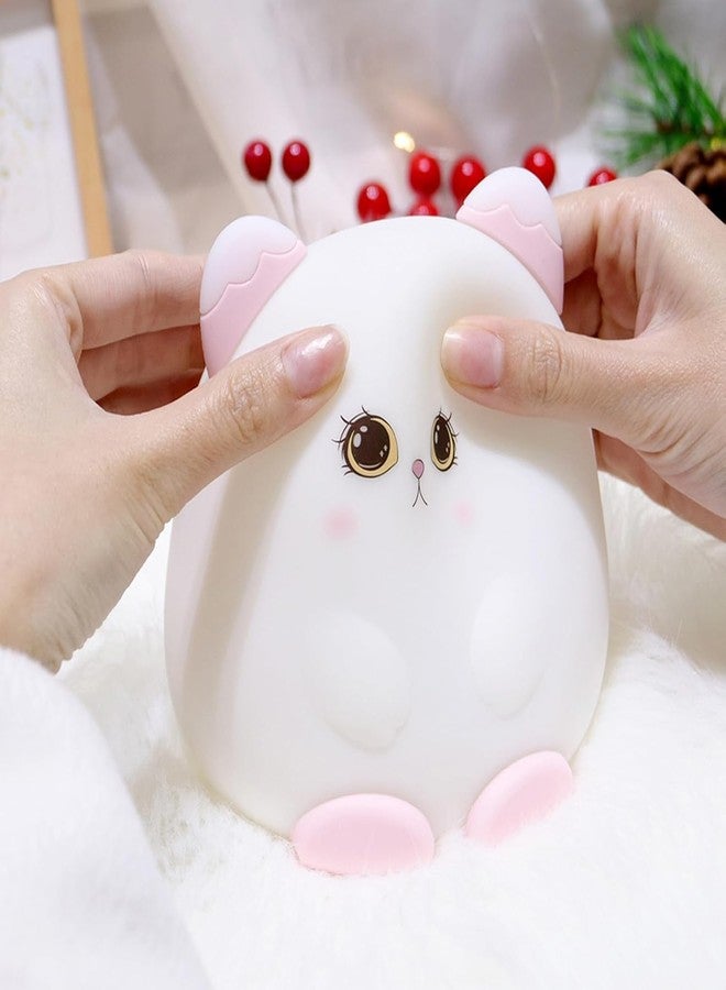 Zilloquil Silicone Cute Cream Cat Pat Nursery Light for Kids, Baby, Beside Light, Bedroom Decor, Breastfeeding, Birthday Gift Item, 7 Color Tap Control, Portable & Rechargeable (Cream Cat Lamp) - Image 3