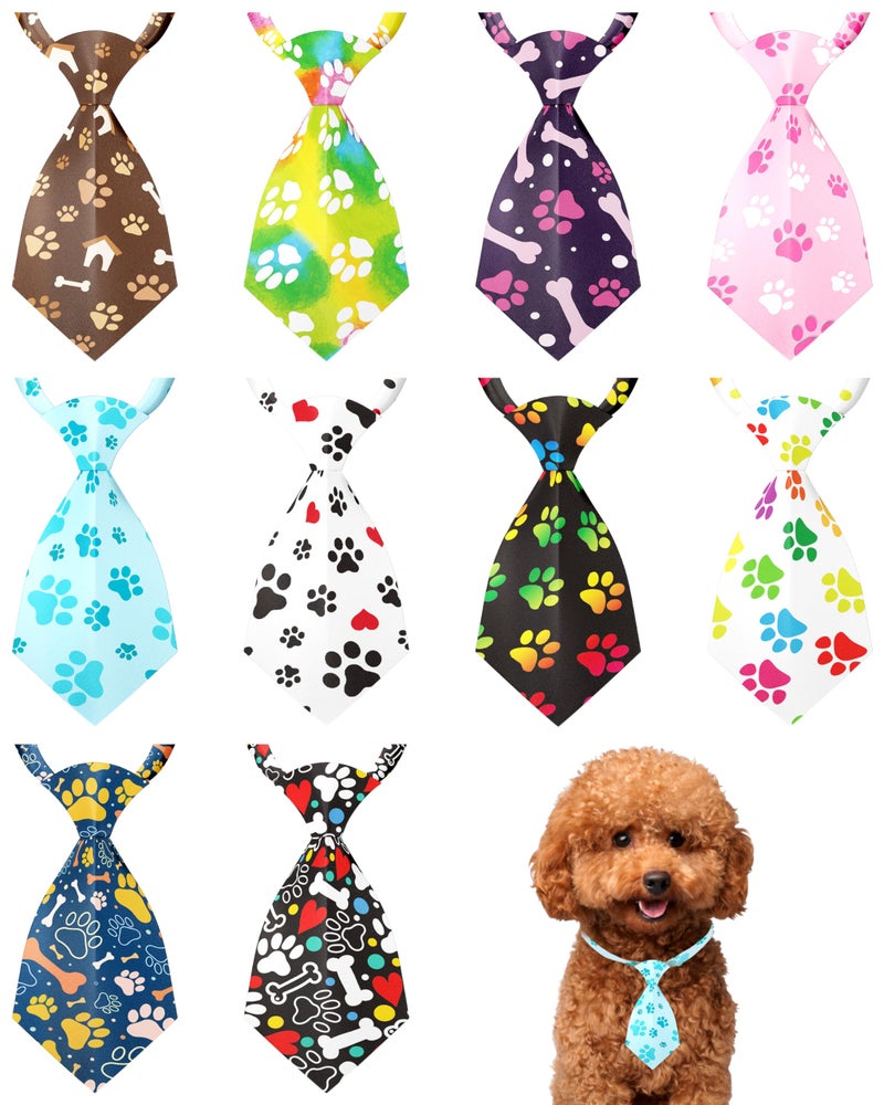 PET SHOW 10pcs Pack Paw Small Dog Ties Neckties for Doggies Cats Adjustable Holiday Birthday Grooming Accessories Neck Ties Bowties Girl Boy Festival Wedding Costumes Puppies Photography Party Gift - Image 1