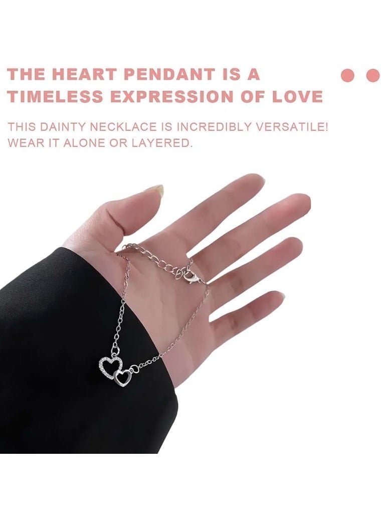 aeen Elegant Heart Pendant Necklace for Women – Silver-Tone Zinc Alloy with Sparkling Rhinestones, Stylish Jewellery for Daily Wear and Special Occasions - Image 5