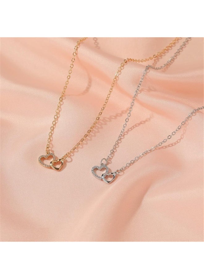 aeen Elegant Heart Pendant Necklace for Women – Silver-Tone Zinc Alloy with Sparkling Rhinestones, Stylish Jewellery for Daily Wear and Special Occasions - Image 4