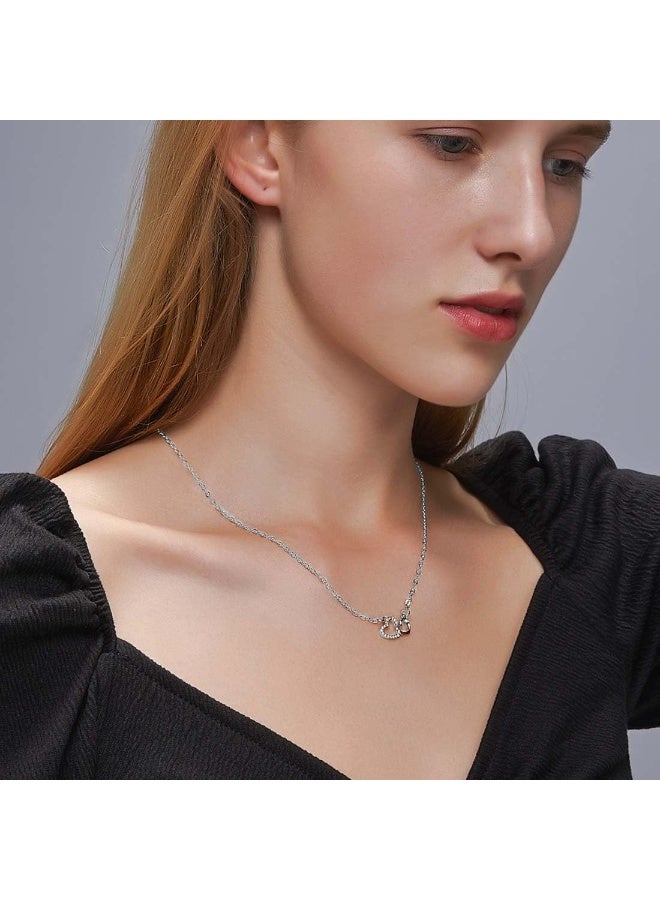 aeen Elegant Heart Pendant Necklace for Women – Silver-Tone Zinc Alloy with Sparkling Rhinestones, Stylish Jewellery for Daily Wear and Special Occasions - Image 2