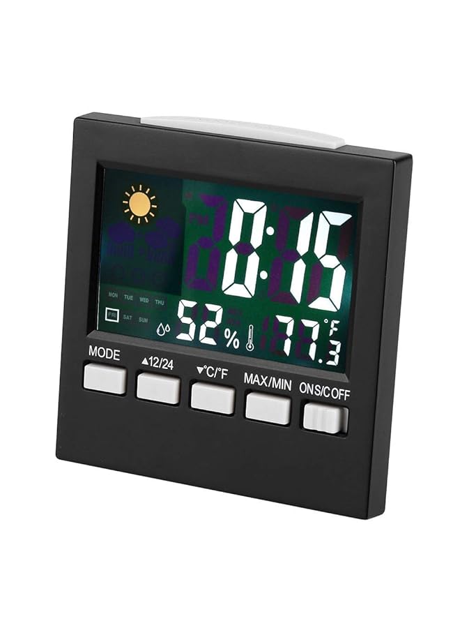 erorex Travel Alarm Clock Temperature Humidity Clock Digital Calendar Weather Clock Alarm Clock With Temperature Humidity Display Snooze Functions Desktop Digital Thermometer - Image 1