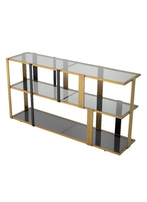 Hometaste Contemporary Elegance: Modern Console Table With Tempered Glass Top And Sturdy Metal Frame - Perfect For Living Room Hallway And Entryway Decor