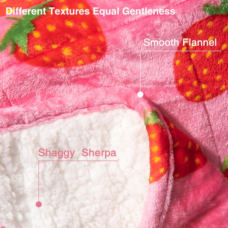 Aemicion Strawberry Pink Weighted Blanket for Adults,King Size Heavy Blanket 20lbs 80x87in,Soft Sherpa Fleece Washable Blanket as Gifts for Women Mon - Image 5