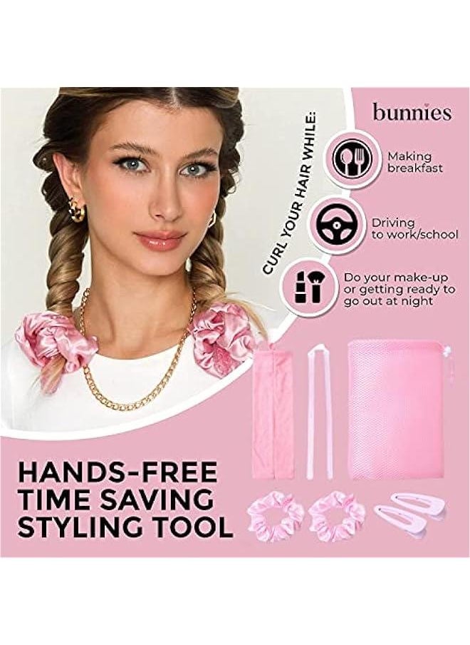 RYNX - 7 PCS Heatless Hair Curlers SetBunnies Hair GelCurler Express Curl Kit Women Girls Curler Tools Flexible No Heat Hair Rollers for LongWavesCurly Hair Overnight Hair Curling RodsPink - Image 1