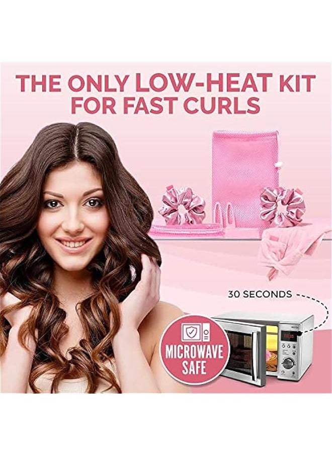 RYNX - 7 PCS Heatless Hair Curlers SetBunnies Hair GelCurler Express Curl Kit Women Girls Curler Tools Flexible No Heat Hair Rollers for LongWavesCurly Hair Overnight Hair Curling RodsPink - Image 1