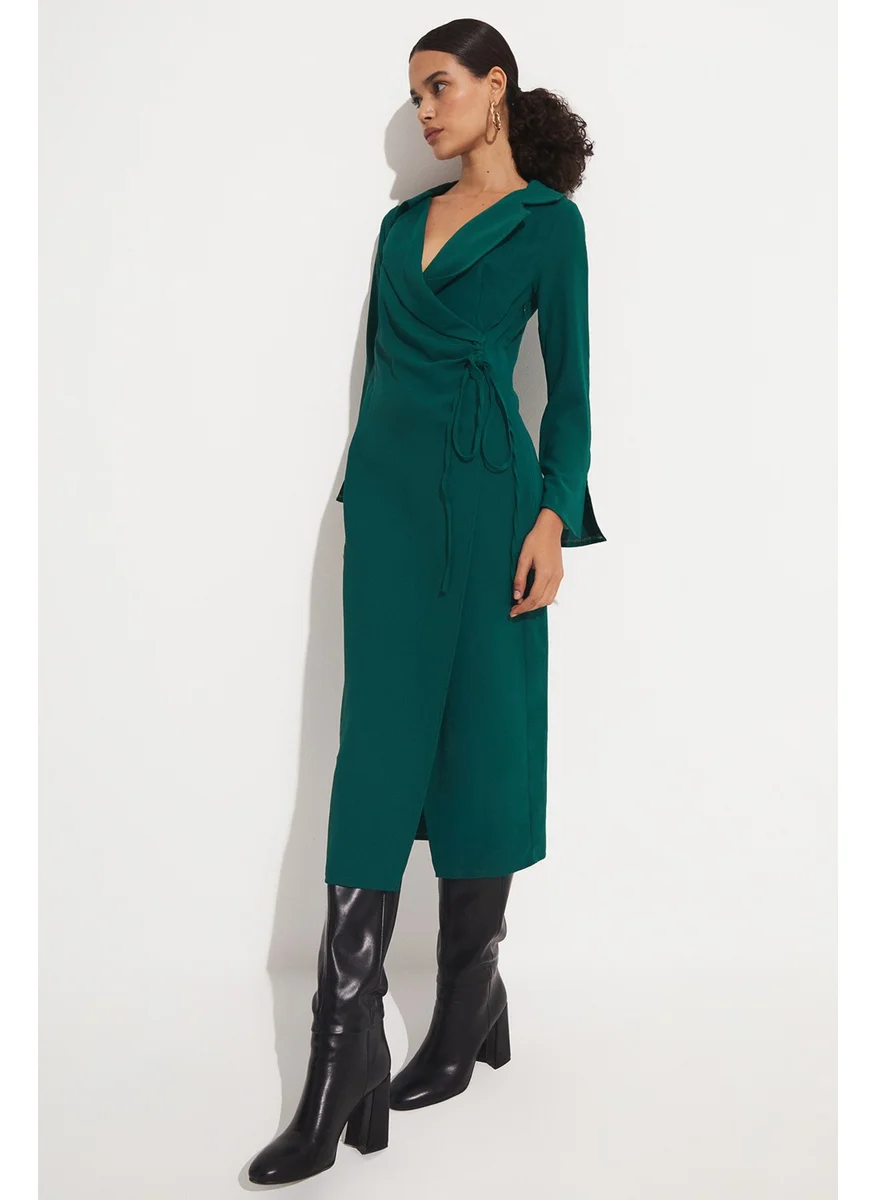 JUNE Emerald Wrap Midi Dress