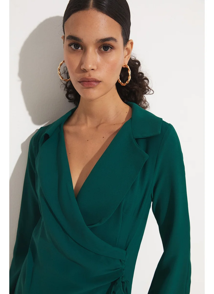 JUNE Emerald Wrap Midi Dress