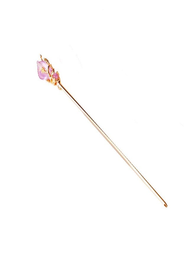 BWESOO Purple Pretty Chinese Style Retro Hair Stick Hairpin, Women Metal Rhinestone Hair Fork Hair Chopsticks,Hair Styling Pins Retro Tassel Hairpin Woman Hair Clip Accessories - Image 1