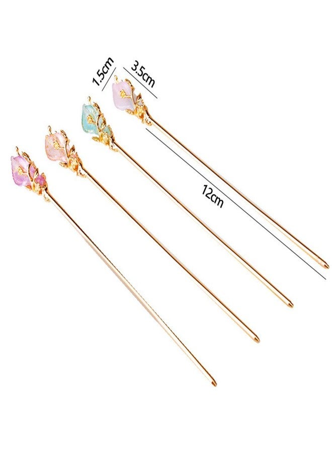 BWESOO Purple Pretty Chinese Style Retro Hair Stick Hairpin, Women Metal Rhinestone Hair Fork Hair Chopsticks,Hair Styling Pins Retro Tassel Hairpin Woman Hair Clip Accessories - Image 2