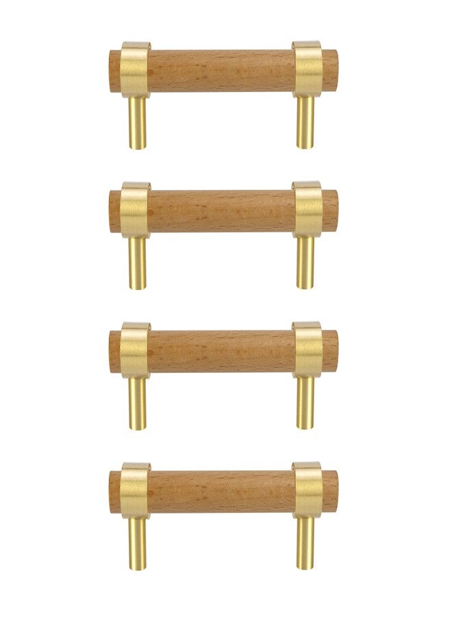 foxwake Wood and Brass Dresser Handles 0~3 Inch Double Hole 4Set Adjustable Center to Center Euro Scandi-Modern Kitchen Cabinet Pull, Unfinished DIY Wood and Metal Drawer Knob - Image 1