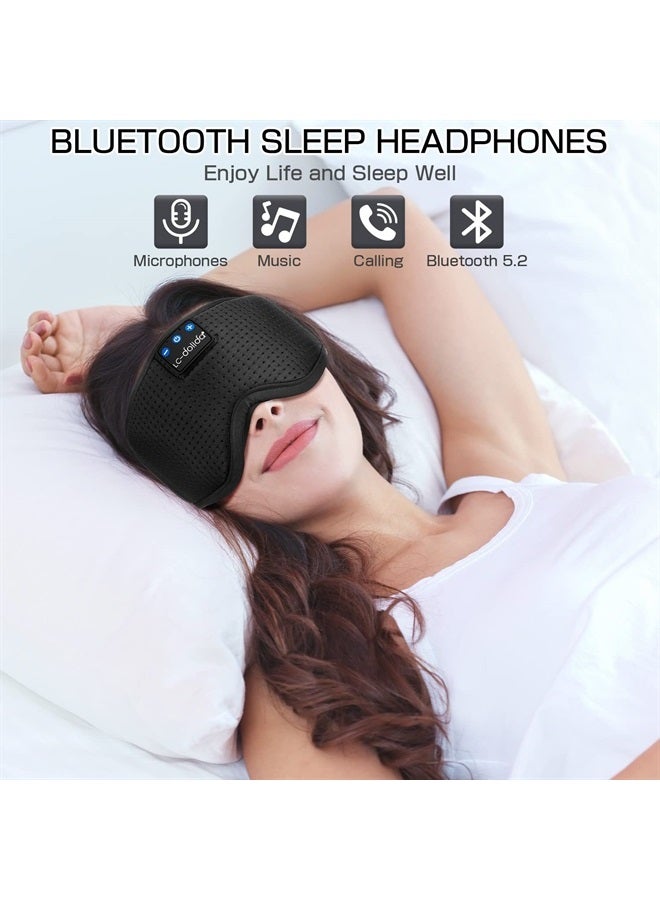 LC-dolida Sleep Headphones, Silk Sleep Mask Bluetooth Wireless Music Eye Mask, Sleeping Headphones for Side Sleepers Sleep Mask with Bluetooth Headphones Ultra-Thin Stereo Speaker Perfect for Sleeping - Image 4