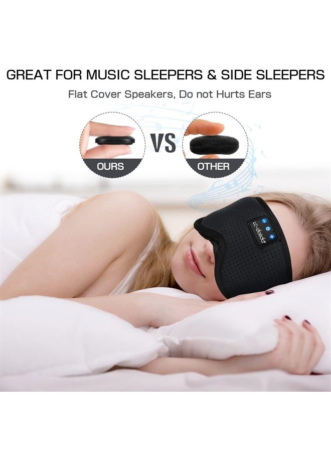 LC-dolida Sleep Headphones, Silk Sleep Mask Bluetooth Wireless Music Eye Mask, Sleeping Headphones for Side Sleepers Sleep Mask with Bluetooth Headphones Ultra-Thin Stereo Speaker Perfect for Sleeping - Image 3