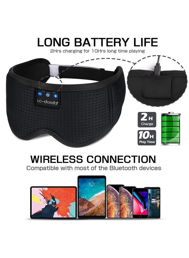 LC-dolida Sleep Headphones, Silk Sleep Mask Bluetooth Wireless Music Eye Mask, Sleeping Headphones for Side Sleepers Sleep Mask with Bluetooth Headphones Ultra-Thin Stereo Speaker Perfect for Sleeping - Image 5