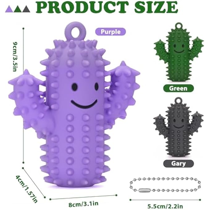 Dalycro Silicone Pain Stim Fidget for Adults and Teens Spiky Fidget Toys for Stress, Autism & Anxiety Relief, for Office Workers Friends (GreyPurpleGreen, 3P) - Image 2