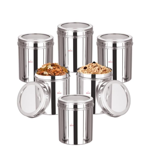 Ebun Heavy Gauge See Through Stainless Steel Containers Stainless Steel Dabba Set for Kitchen Air Tight Steel Containers for Storage Steel Containers for Kitchen 125kg Set of 6 - Image 4