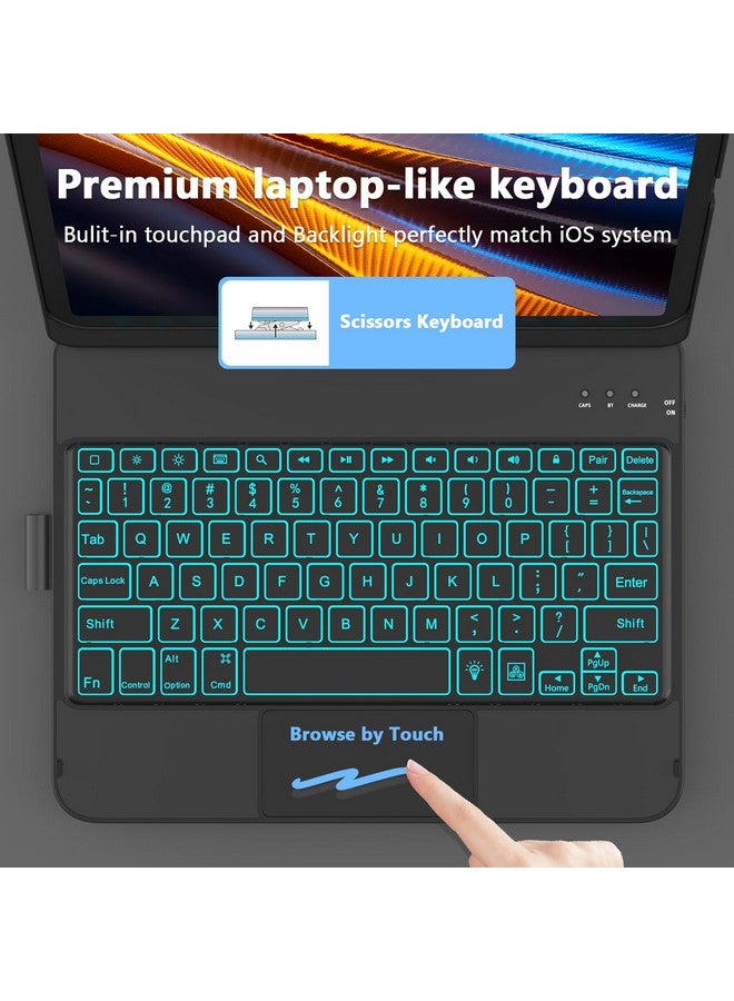 HotLife for iPad 10th & 11th (A16, 2025) Generation Case with Keyboard for iPad 10.9“2022，Touch Keyboard for iPad 10th/11th Generation - 10 Color Backlight, 360° Rotatable Protective Cover with Pencil Holder - Image 3
