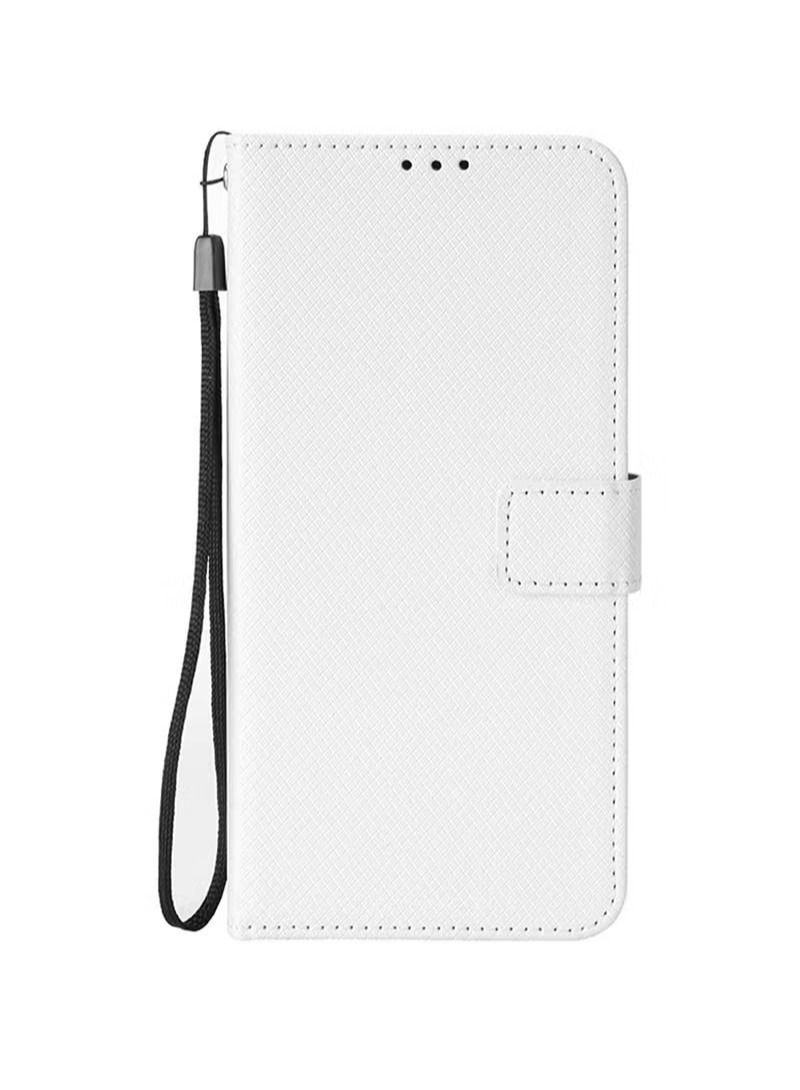 Diamond Pattern Flip Cover Leathe Case Compatible with Huawei Honor X9a X40 Magic5 Lite 5G HonorX9A Lanyard Wallet Clip Simplicity Stand Holder Housing (White,Honor X9a) - Image 3