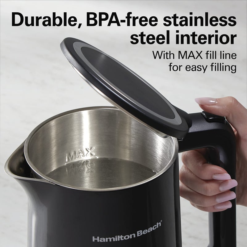 Hamilton Beach Digital Temperature Control Electric Tea Kettle  Hot Water Boiler & Heater 1.7L  5 Preset Modes + Keep Warm  Fast Boil 1500 Watts  BPA Free  Cool-Touch Exterior  Black (41033) - Image 4