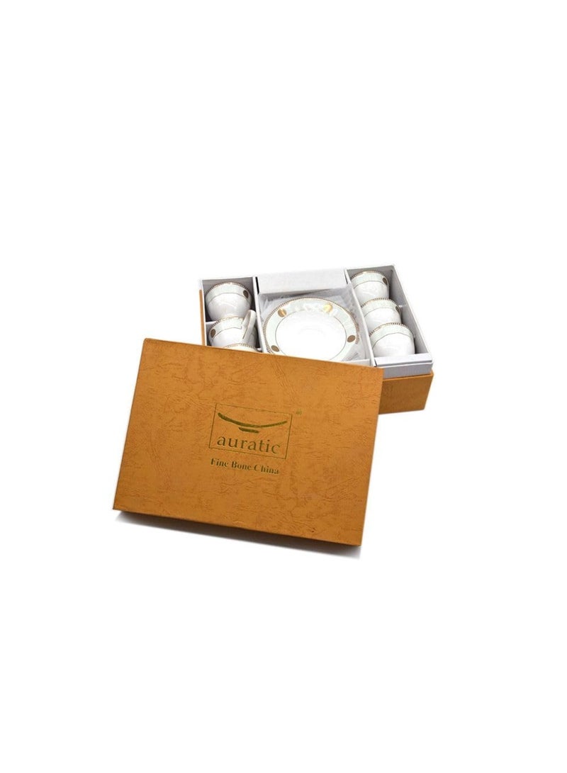 LTR طقم أكواب الشاي والصحون من Auratic Bone China مكون من 12 قطعة أكواب كابتشينو وأكواب قهوة ومجموعة أكواب شاي بيضاء وأكواب قهوة بريطانية وأكواب لاتيه للمطبخ المنزلي  - Image 4