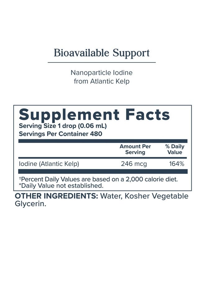 Heritage Store - Nascent Colloidal Iodine Drops 246Mcg Liquid Iodine Supplement For Healthy Thyroid Support* With Nascent Iodine From Atlantic Kelp Bioavailable Vegan Approx 480 Servings 1Oz - Image 1