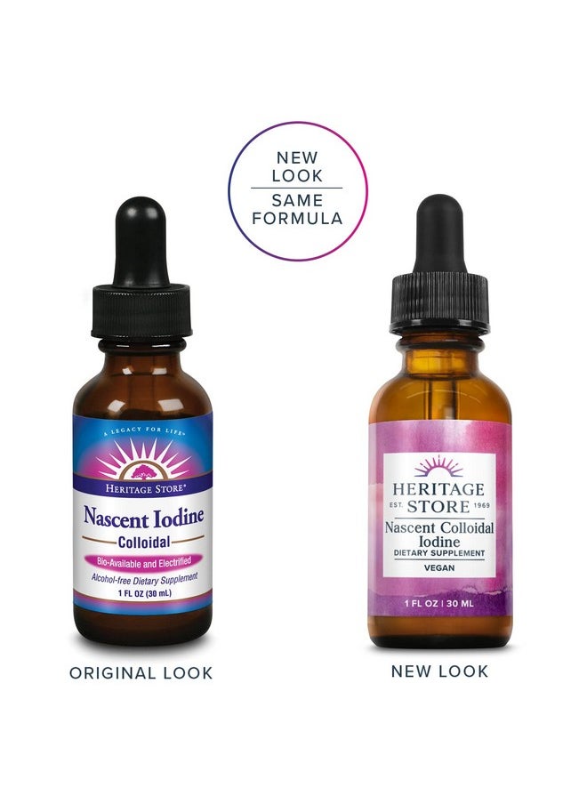 Heritage Store - Nascent Colloidal Iodine Drops 246Mcg Liquid Iodine Supplement For Healthy Thyroid Support* With Nascent Iodine From Atlantic Kelp Bioavailable Vegan Approx 480 Servings 1Oz - Image 1