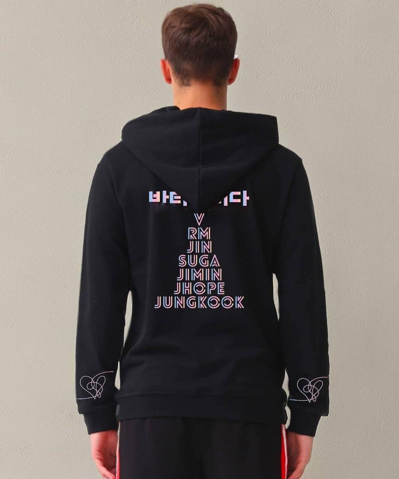 Teiniuby Korean Pop Women's Hoodie Love Yourself Sweatshirt K-pop Pullover Jungkook Jimin V Suga RM Rap Monster Lightweight Jacket Sweater (Black-2, Medium) - Image 2