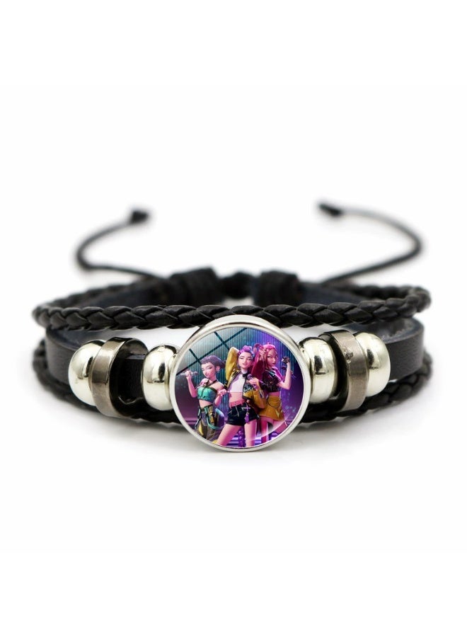 K - POP Demon Hunters" Themed Multi - Strand Leather Bracelet
