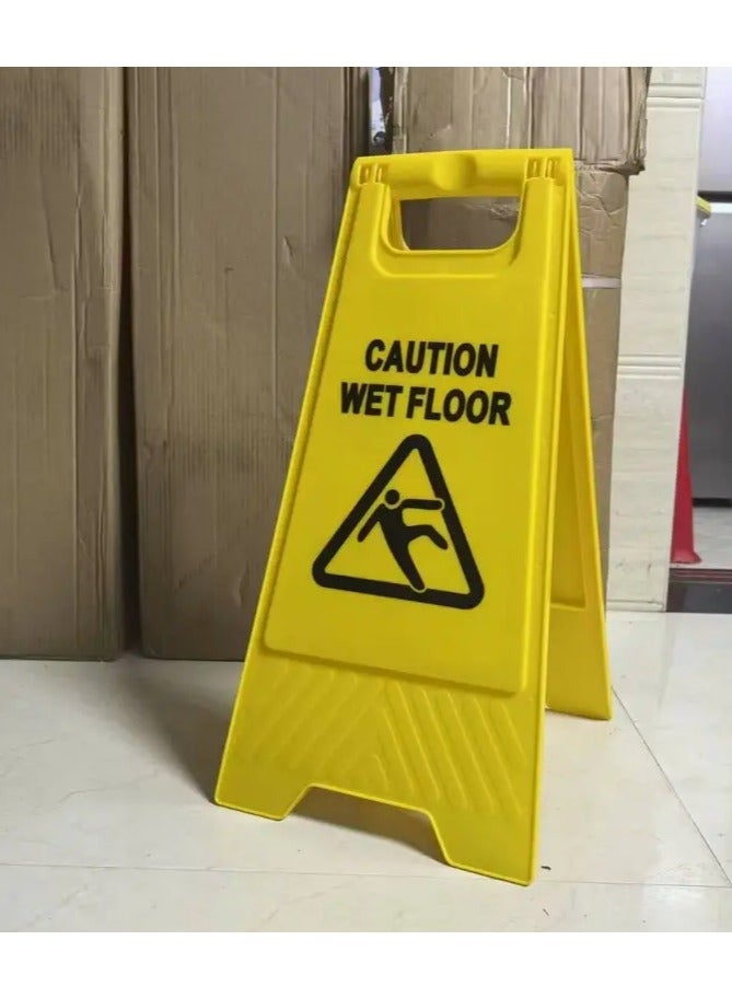 Safety Caution Wet Floor Sign - Durable, Non-Slip Board, High Visibility Yellow, Foldable, Ideal for Indoor/Outdoor Use. Perfect for Offices, Restaurants, Hotels, and Public Spaces.  - Image 1