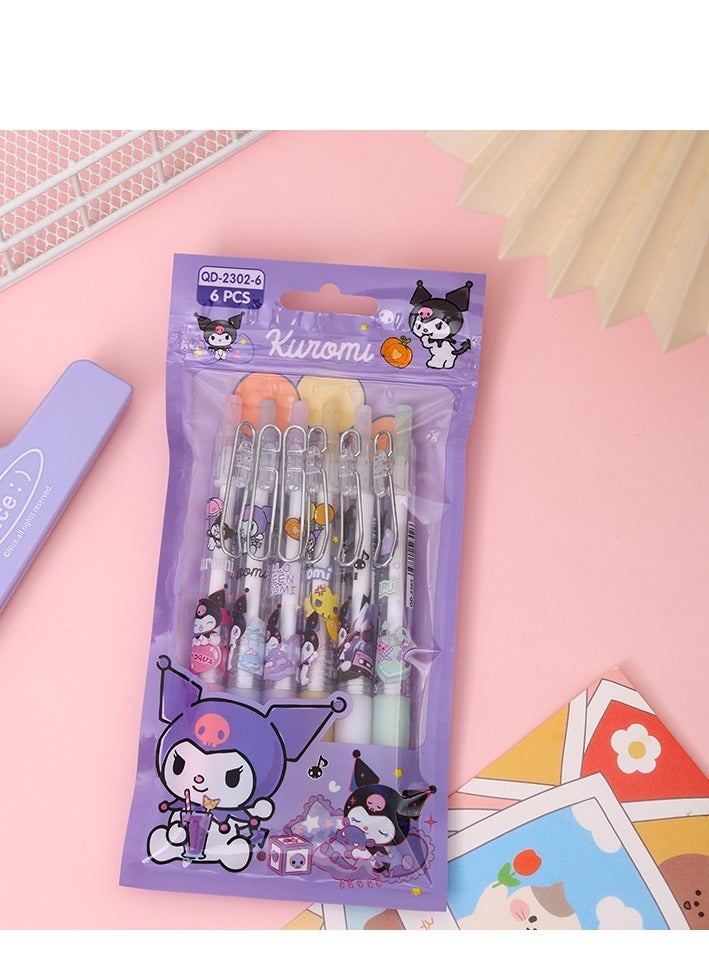 6 Pcs Kuromi Rollerball Pen Set For Kids And Students