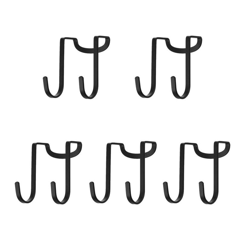 Dewell Multi-Use Over Cabinet Hook  5 Pack  Stainless Steel  Over Door Double Hook For Drawer Cabinet  Closet  Fence  Kitchen And Bathroom  Black - Image 1