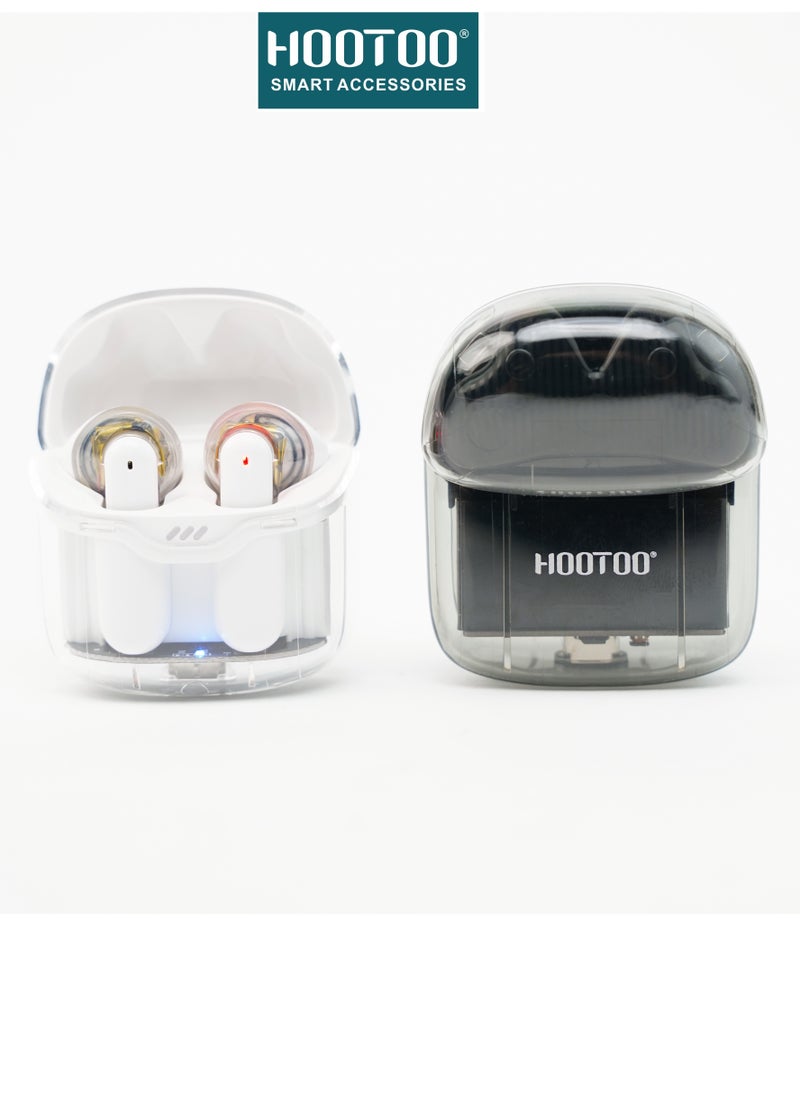 HooToo - Hootoo HT-EP62 TWS earphones with Hifi sound, Deep bass, Clear Microphone, and 25H of working. Clear White - Image 1