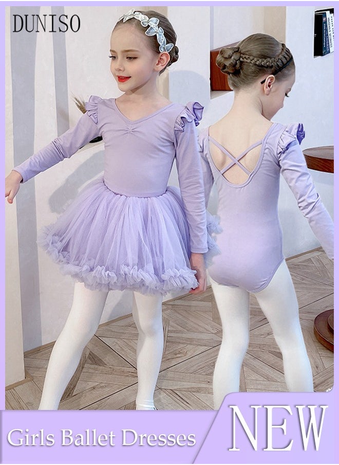 DUNISO Girls Ballet Dresses Leotards with Skirt Dance Dress Ballerina Tutu Outfit Cotton Dress Ballet Skirt Mini Skirt Princess Dresses Dance Wear Clothes for Little Girl  - Image 1