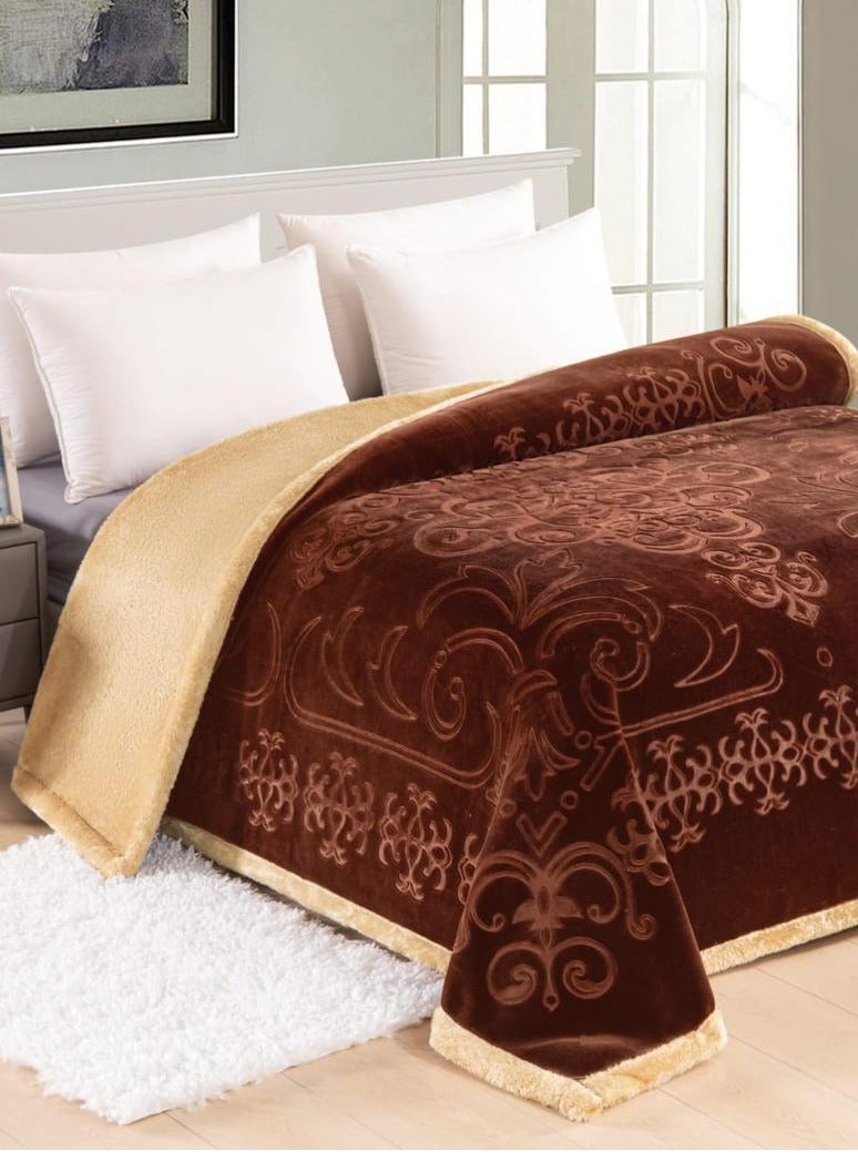 LoveHome Soft-touch winter blanket, double-sided, velvet face engraved with fur face, 5 kg, size 240x220  - Image 2