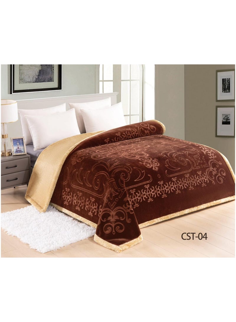 LoveHome Soft-touch winter blanket, double-sided, velvet face engraved with fur face, 5 kg, size 240x220  - Image 1