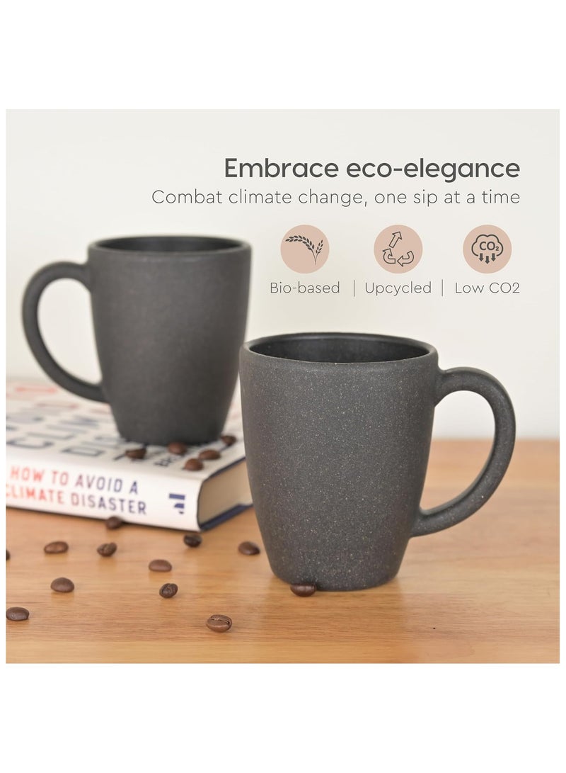 FRENVI Earth-Friendly Classic Coffee Mug 300 ml | Made with Rice Husk & Bamboo Fibers | Microwave Safe | Set of 4|Charcoal Black - Image 3