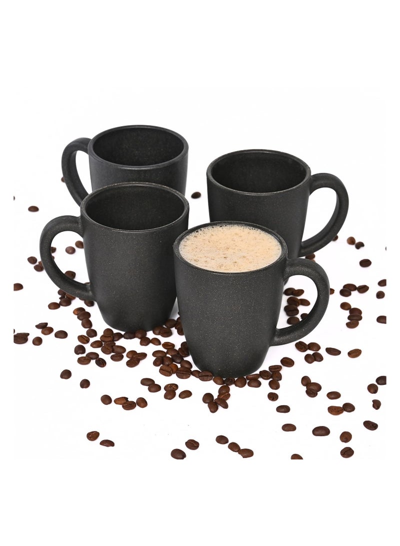 FRENVI Earth-Friendly Classic Coffee Mug 300 ml | Made with Rice Husk & Bamboo Fibers | Microwave Safe | Set of 4|Charcoal Black - Image 1