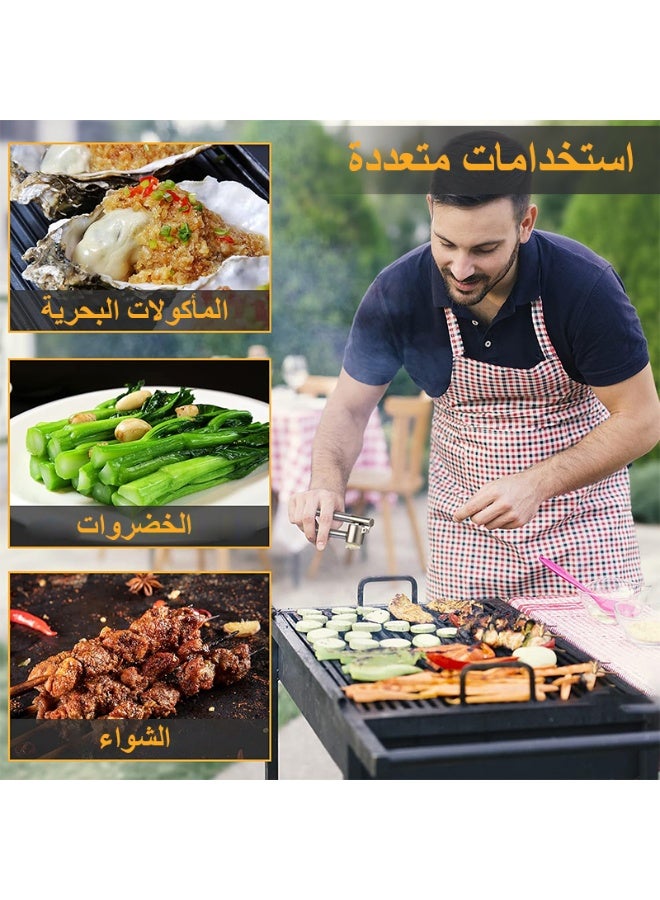 فلوكسهوم عصّارة ثوم / كسارة ثوم مصنوعة من الفولاذ المقاوم للصدأ 304، طقم عصر ثوم للمطبخ مع فرشاة تنظيف ومقشّر، سهلة التنظيف وسهلة الضغط، مقاومة للصدأ - Image 5