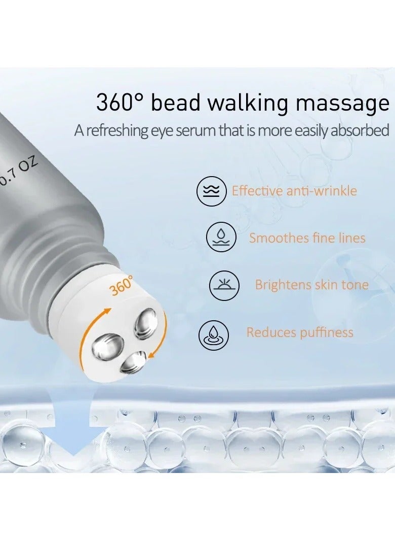 EELHOE كريم عين أكياس الببتيد مع حمض الهيالورونيك لإزالة الدوائر الداكنة والتجاعيد مع جهاز تدليك رولر للعناية بالبشرة والجمال - Image 2