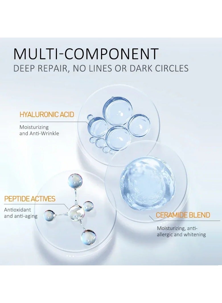 EELHOE كريم عين أكياس الببتيد مع حمض الهيالورونيك لإزالة الدوائر الداكنة والتجاعيد مع جهاز تدليك رولر للعناية بالبشرة والجمال - Image 4