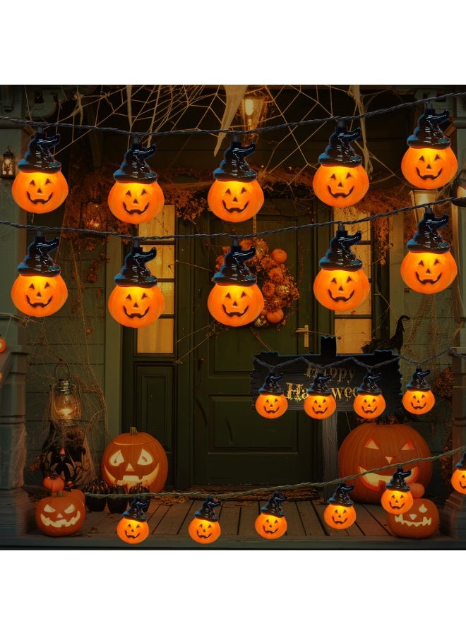 Pumpkin Light String Decoration, 20LED Battery Powered Pumpkin Lanterns for Party Indoor Room Decoration Halloween (3M Pumpkins with Hats) - Image 1
