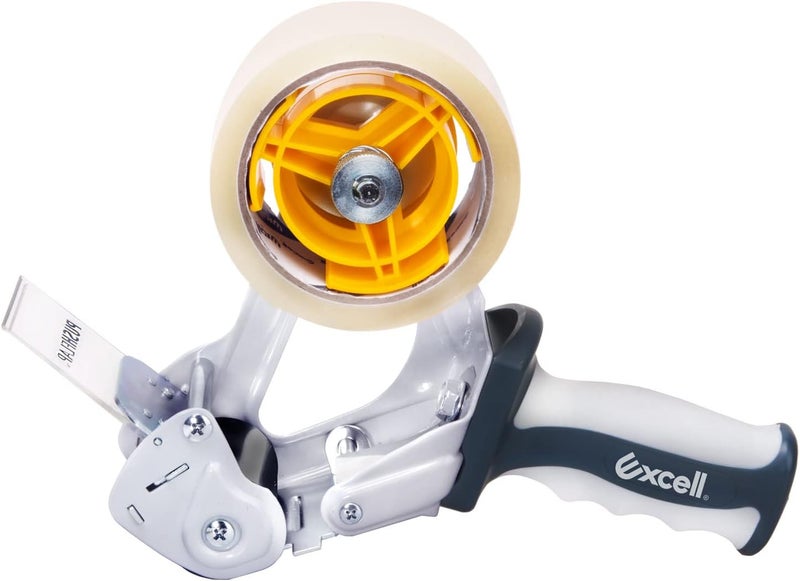 excell Anti-Backflow Metal Packaging Tape Dispenser (2" Wide) with 2 Roll Tapes: Ideal for Packaging, Transportation, Moving, and Box Sealing. Includes Tape Gun and Two Tapes - Image 1