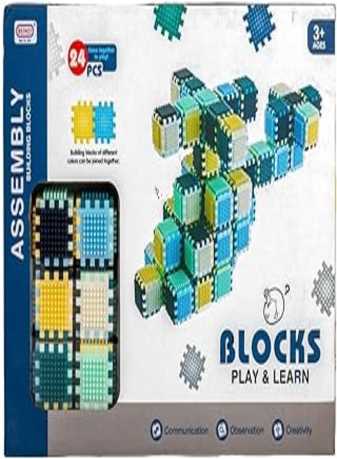 Building Blocks Toy, 24 Pieces - 6650-4 Multi Color