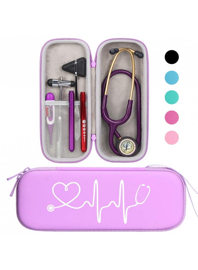 BOVKE Travel Carrying Case Compatible with 3M Littmann Classic III, Lightweight II S.E, MDF Acoustica Deluxe Stethoscopes - Extra Room for Medical Scissors EMT Trauma Shears and LED Penlight, Purple - Image 1