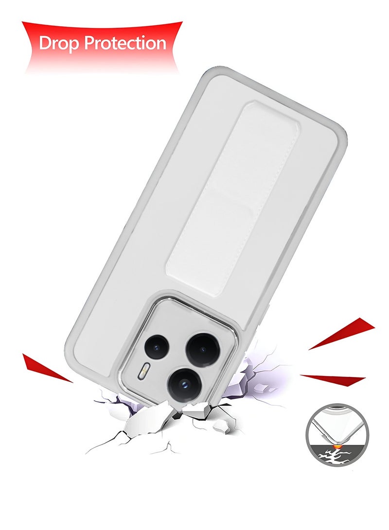 Wtech Xiaomi Redmi Note 14 5G 2025 Luxury Shockproof Matte Translucent Grip Magnetic Holder Armor Phone Case Cover - White - Image 3