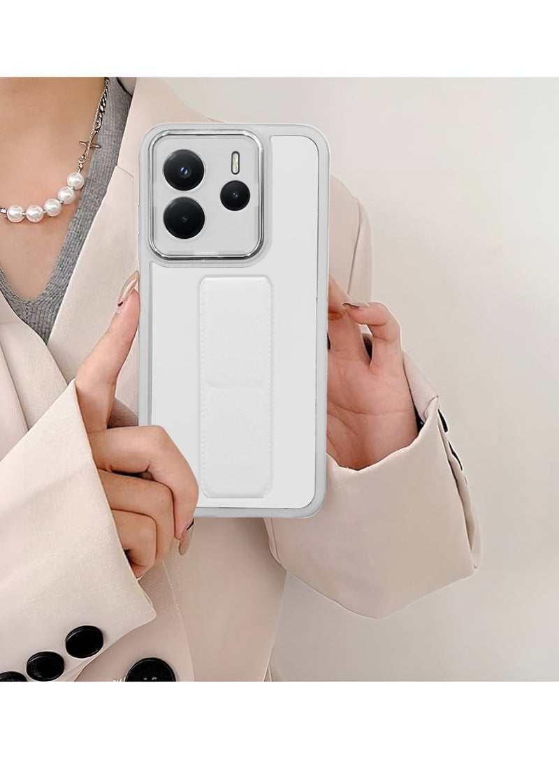 Wtech Xiaomi Redmi Note 14 5G 2025 Luxury Shockproof Matte Translucent Grip Magnetic Holder Armor Phone Case Cover - White - Image 4